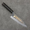 Sakai Takayuki Gold Filled Engraving by Kubota Gojunotou White Steel No.2 Black Finished Deba  165mm Ebony Wood Handle - Japanny - Best Japanese Knife