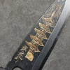 Sakai Takayuki Gold Filled Engraving by Kubota Gojunotou White Steel No.2 Black Finished Deba  165mm Ebony Wood Handle - Japanny - Best Japanese Knife