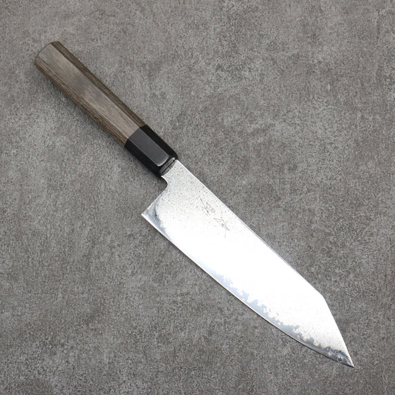 Seisuke VG10 Black Damascus Mirrored Finish Kiritsuke Santoku  180mm Gray Pakka wood Handle - Japanny - Best Japanese Knife