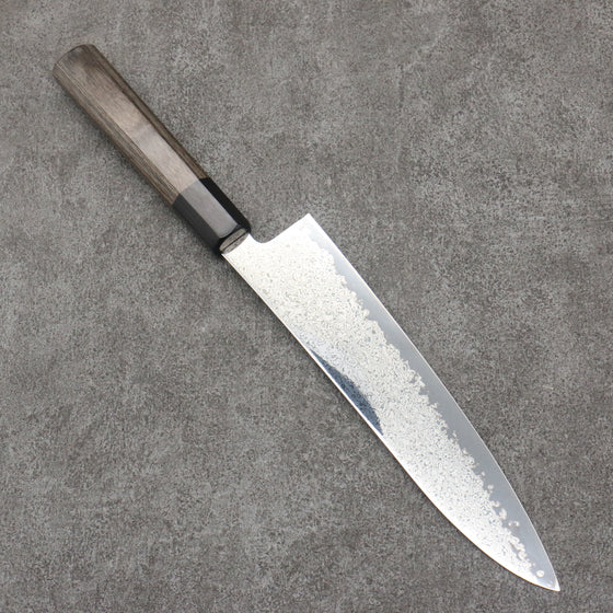 Seisuke VG10 Black Damascus Mirrored Finish Gyuto  210mm Gray Pakka wood Handle - Japanny - Best Japanese Knife