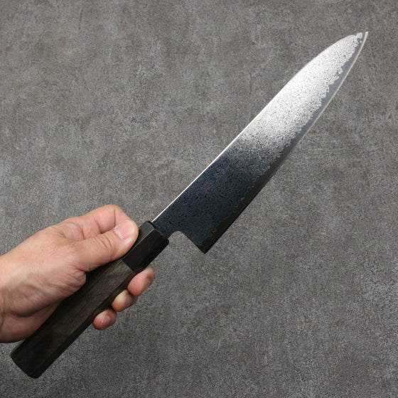 Seisuke VG10 Black Damascus Mirrored Finish Gyuto  210mm Gray Pakka wood Handle - Japanny - Best Japanese Knife