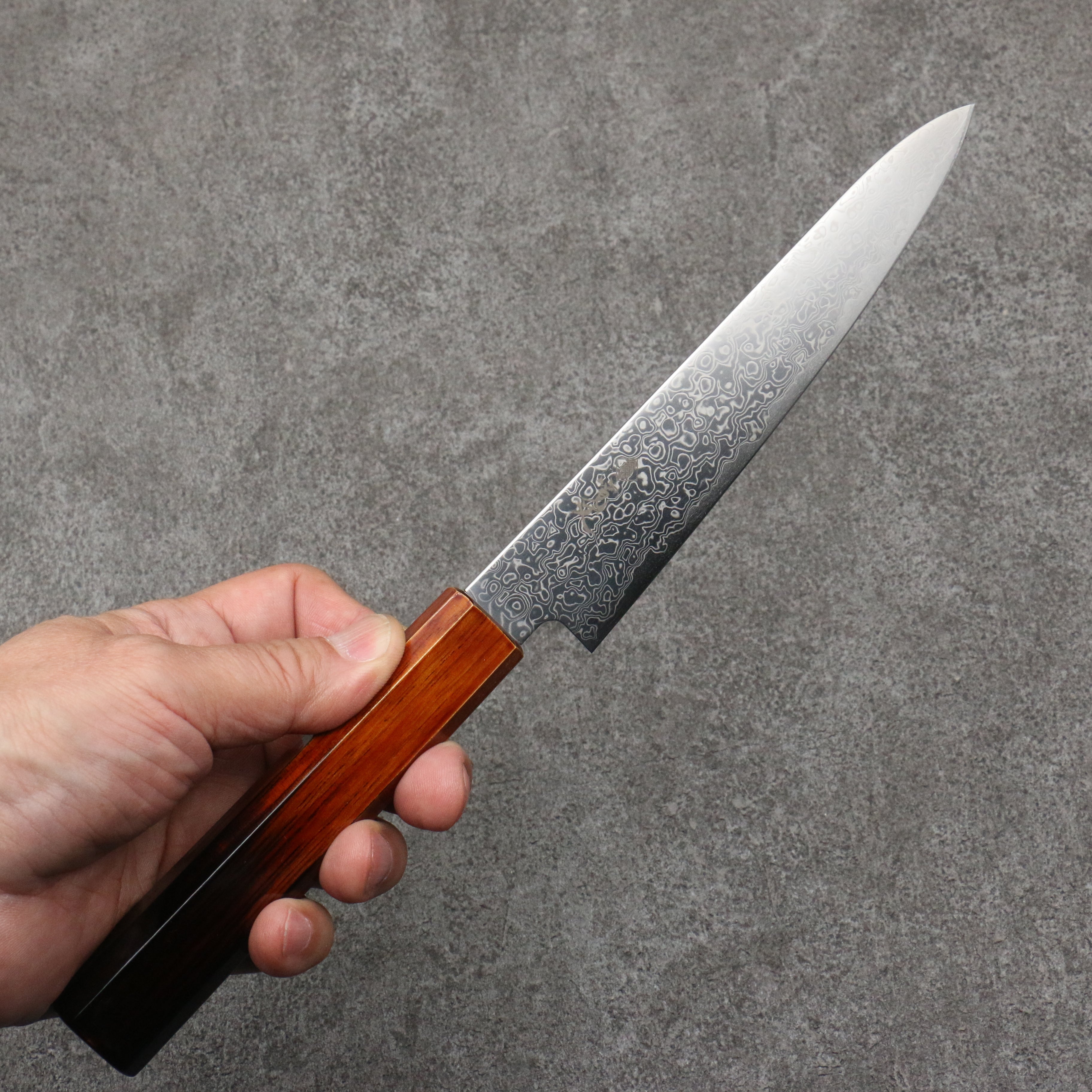 Kanjyo SG2 Damascus Petty-Utility  150mm Burnt Wood Lacquered Handle - Japanny - Best Japanese Knife