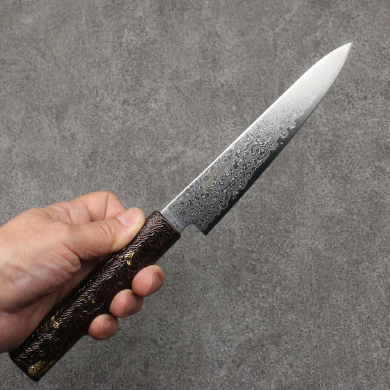 Kanjyo SG2 Damascus Petty-Utility  150mm Purple Lacquered  Handle - Japanny - Best Japanese Knife