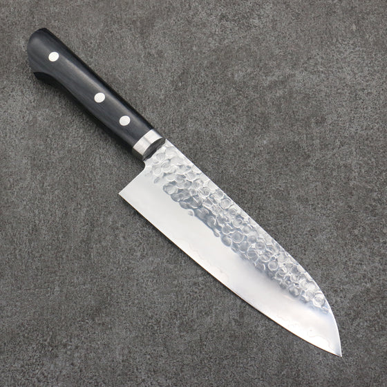 Seisuke VG1 Hammered Migaki Polish Finish Santoku  165mm Black Pakka wood Handle - Japanny - Best Japanese Knife