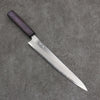 Seisuke White Steel No.1 Migaki Polish Finish Sujihiki  240mm Oak with Purple Lacquer Handle - Japanny - Best Japanese Knife