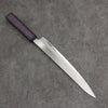 Seisuke White Steel No.1 Migaki Polish Finish Sujihiki  240mm Oak with Purple Lacquer Handle - Japanny - Best Japanese Knife