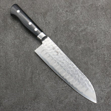  Seisuke Blue Steel Hammered Ribbed Santoku  180mm Black Pakka wood Handle - Japanny - Best Japanese Knife