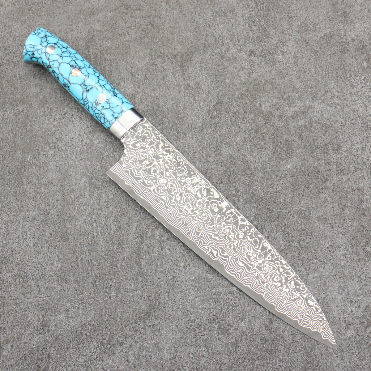 Takeshi Saji SG2 Black Damascus Gyuto 180mm Turquoise Handle – Seisuke ...