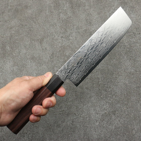 Seisuke AUS10 Mirror Crossed Usuba  160mm Shitan (ferrule: Black Pakka wood) Handle - Japanny - Best Japanese Knife