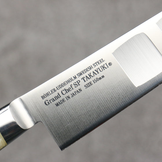 Sakai Takayuki Grand Chef SP Uddeholm Swedish stain-resistant steel Petty-Utility Salmon  150mm SP Type III (Pearl) Handle - Japanny - Best Japanese Knife