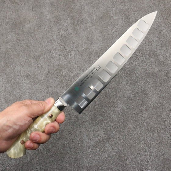 Sakai Takayuki Grand Chef SP Uddeholm Swedish stain-resistant steel Gyuto Salmon  240mm SP Type III (Pearl) Handle - Japanny - Best Japanese Knife