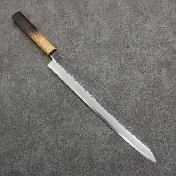 Sakai Takayuki Homura Guren Blue Steel No.2 Hammered Black Finished Yanagiba  300mm Burnt Oak Handle - Japanny - Best Japanese Knife