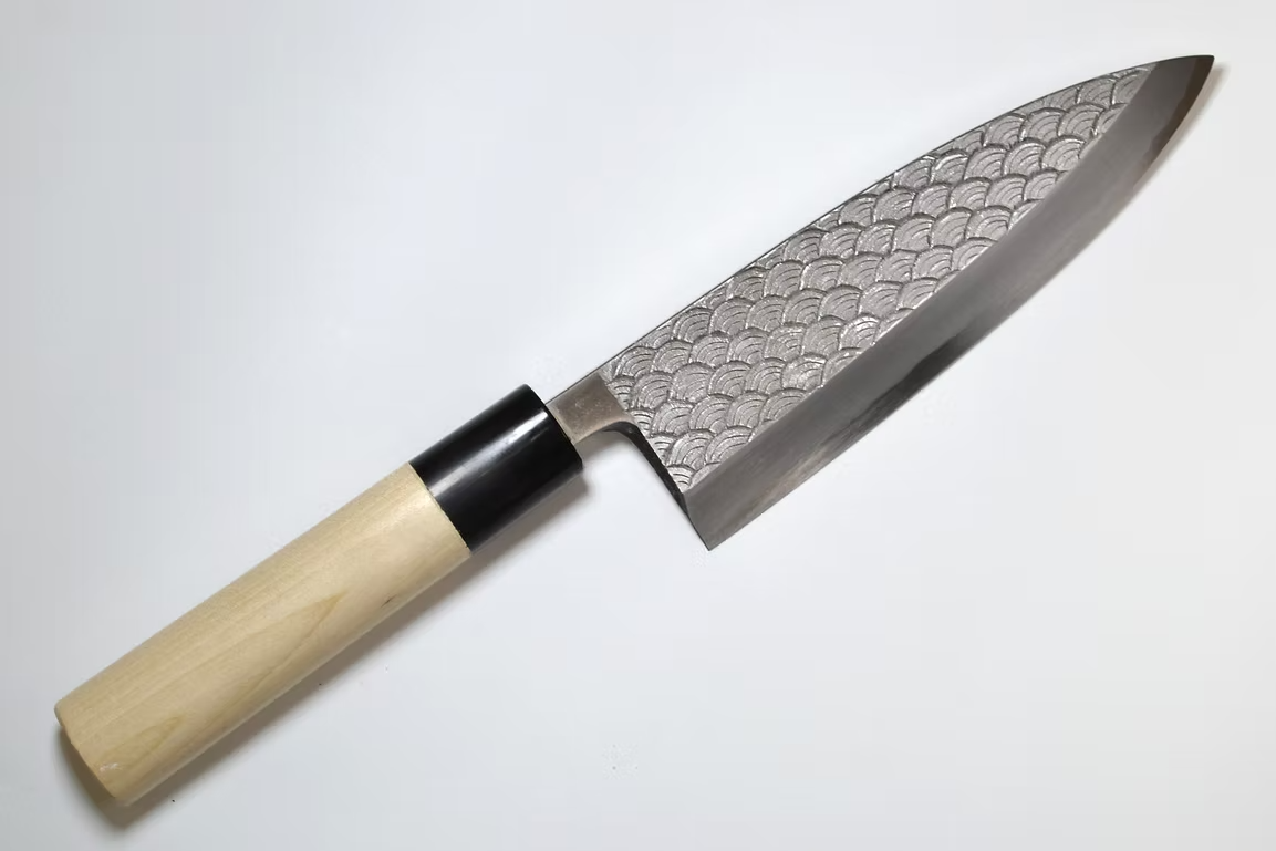 Sakai Takayuki Engraving by Kubota Seigaiha White Steel Kasumitogi Deba 165mm Magnolia (Ferrule: Water Buffalo Horn) Handle