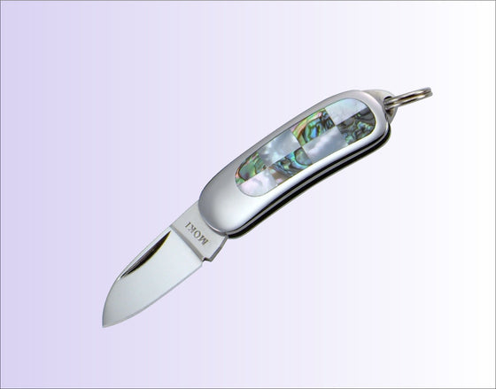 Moki Mini Pendant Pocket Knife w/ Checkered White Mother of Pearl and Abalone - Japanny - Best Japanese Knife