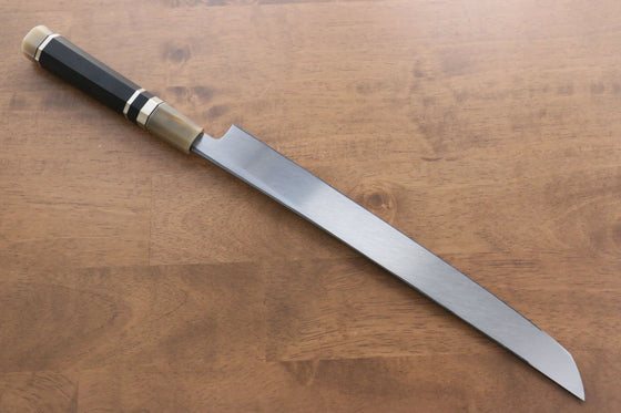 Jikko Shiko White Steel Sakimaru Yanagiba  300mm Ebony with Double Ring Handle - Japanny - Best Japanese Knife