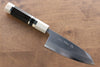 Jikko Shiko Blue Steel Kiritsuke Deba  120mm Ebony with Double Ring Handle - Japanny - Best Japanese Knife