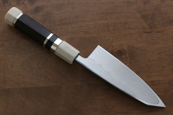 Jikko Shiko Blue Steel Kiritsuke Deba  120mm Ebony with Double Ring Handle - Japanny - Best Japanese Knife