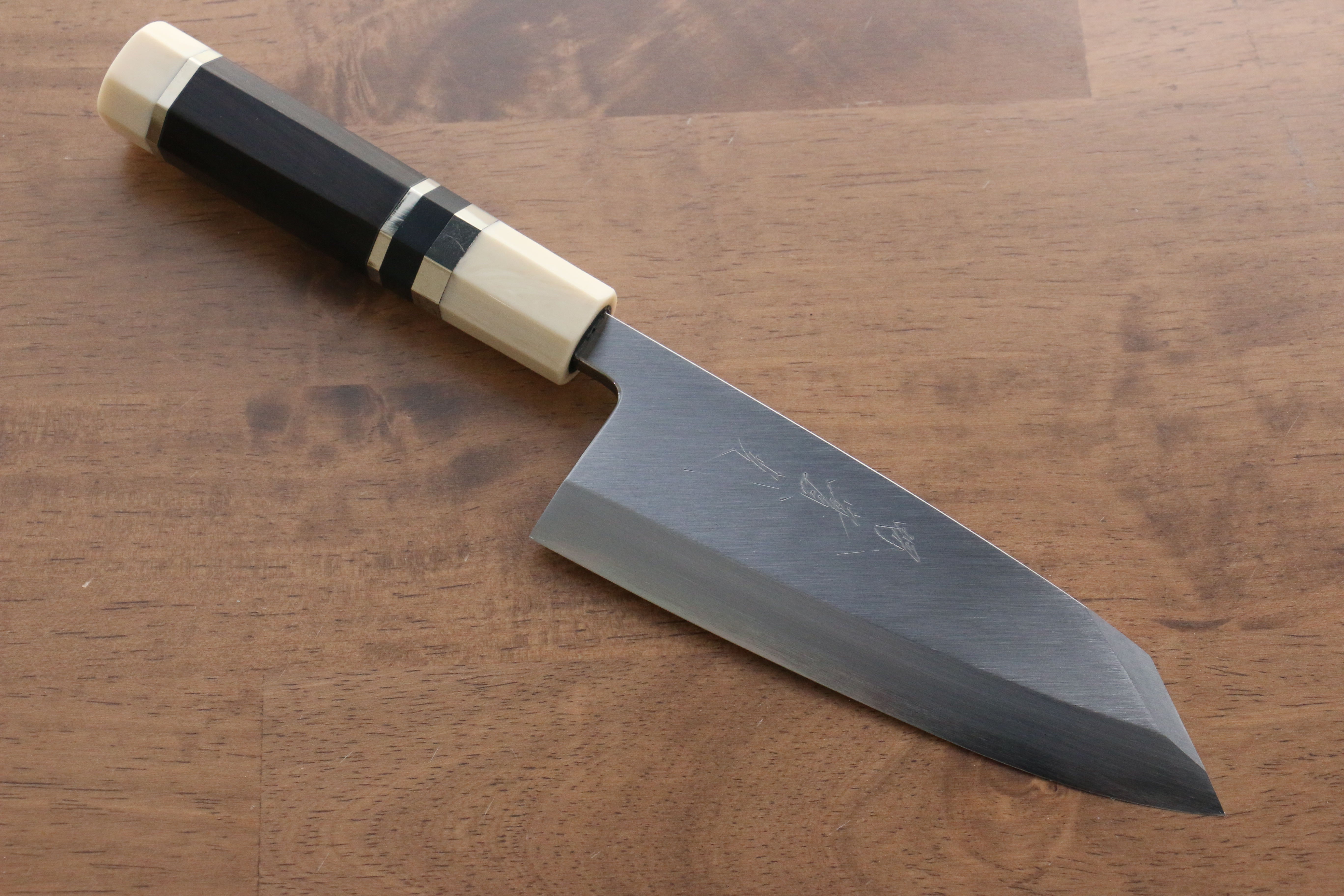Jikko Shiko Blue Steel Kiritsuke Deba  150mm Ebony with Double Ring Handle - Japanny - Best Japanese Knife