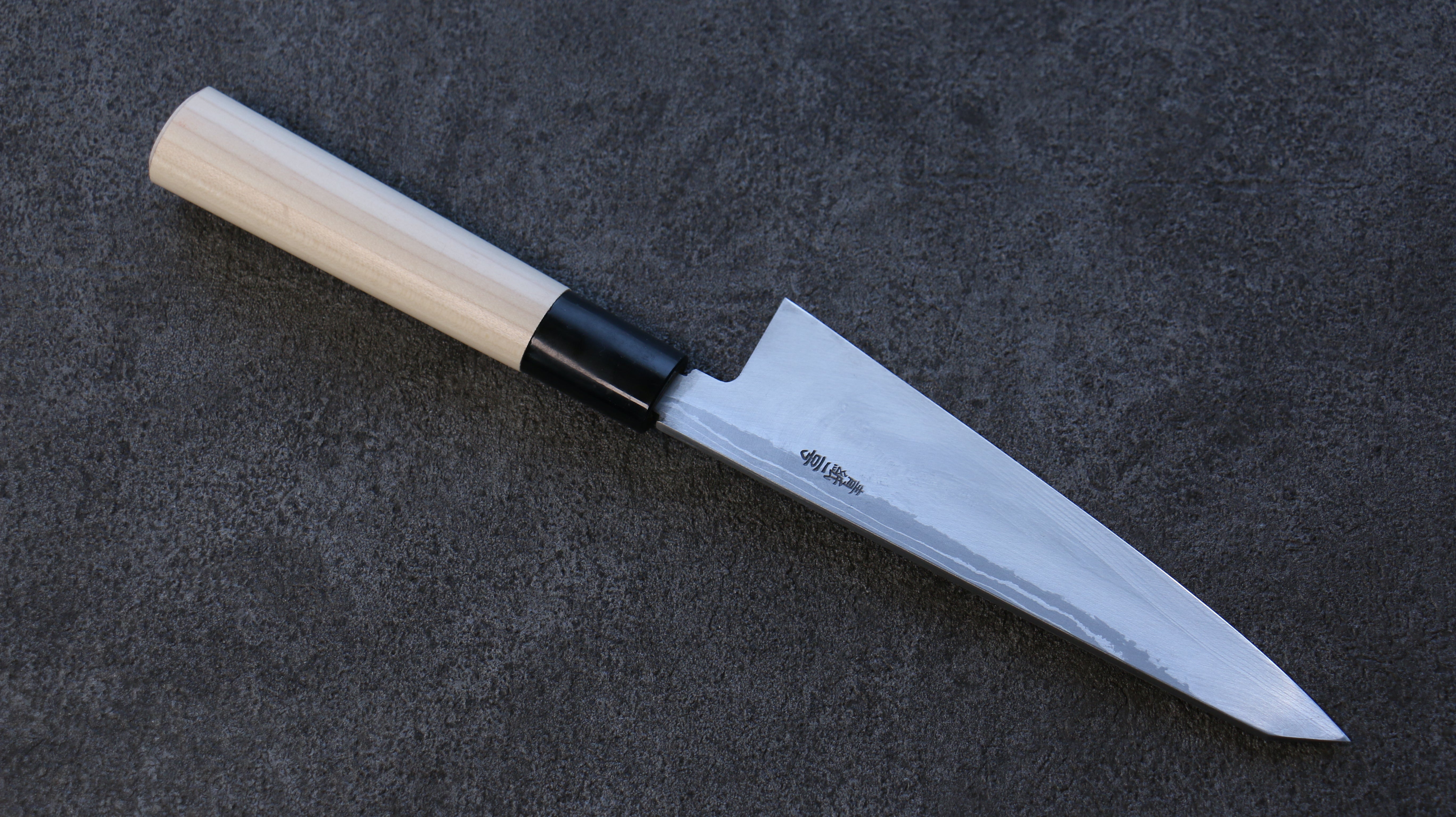 Hideo Kitaoka Blue Steel No.2 Damascus Honesuki Boning 150mm Magnolia Handle - Japanny - Best Japanese Knife