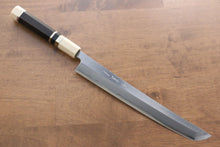  Jikko Shiko Blue Steel Sakimaru Yanagiba  240mm Ebony with Double Ring Handle - Japanny - Best Japanese Knife