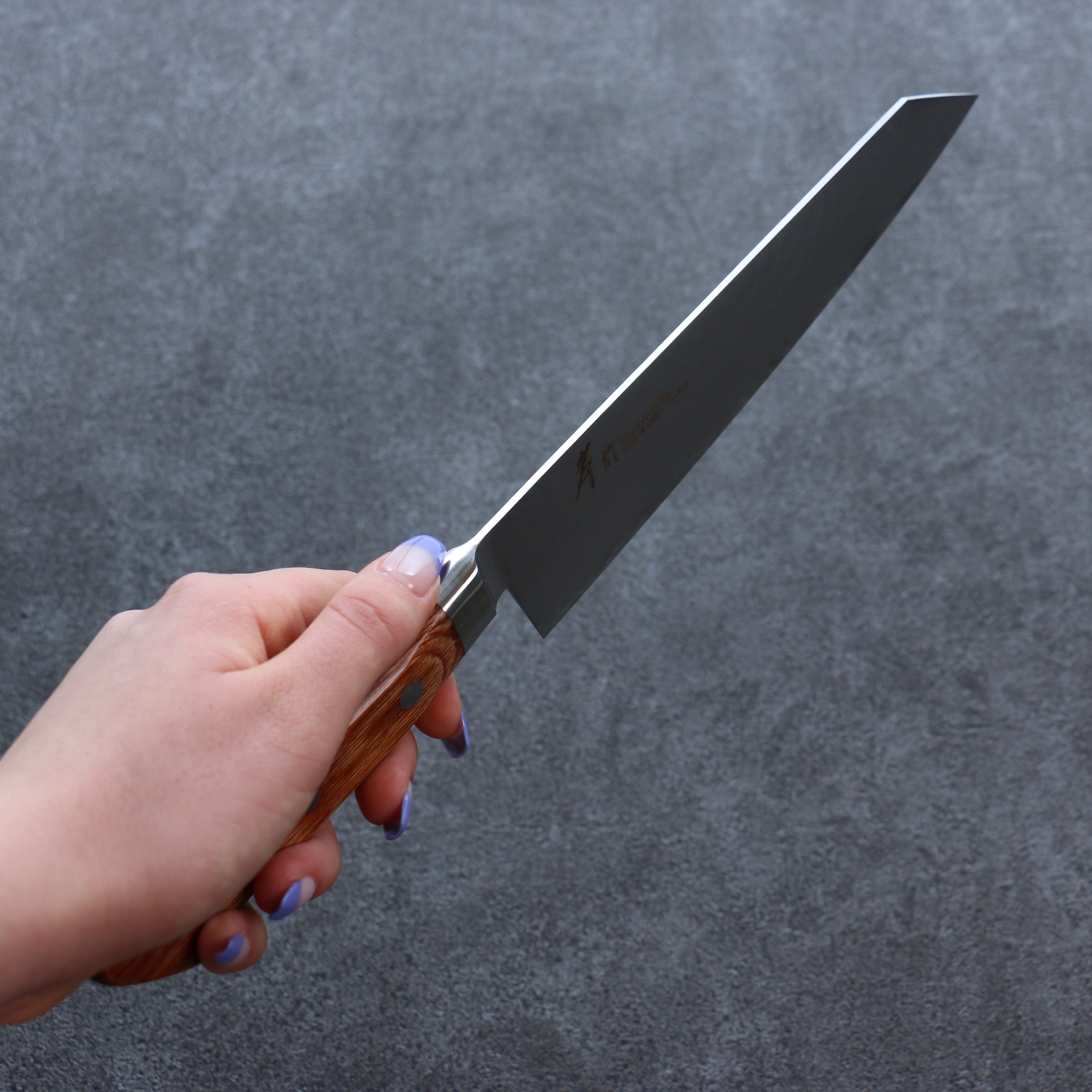 Sakai Takayuki VG5 Hammered Kiritsuke Gyuto 190mm Brown Pakka wood Handle - Japanny - Best Japanese Knife