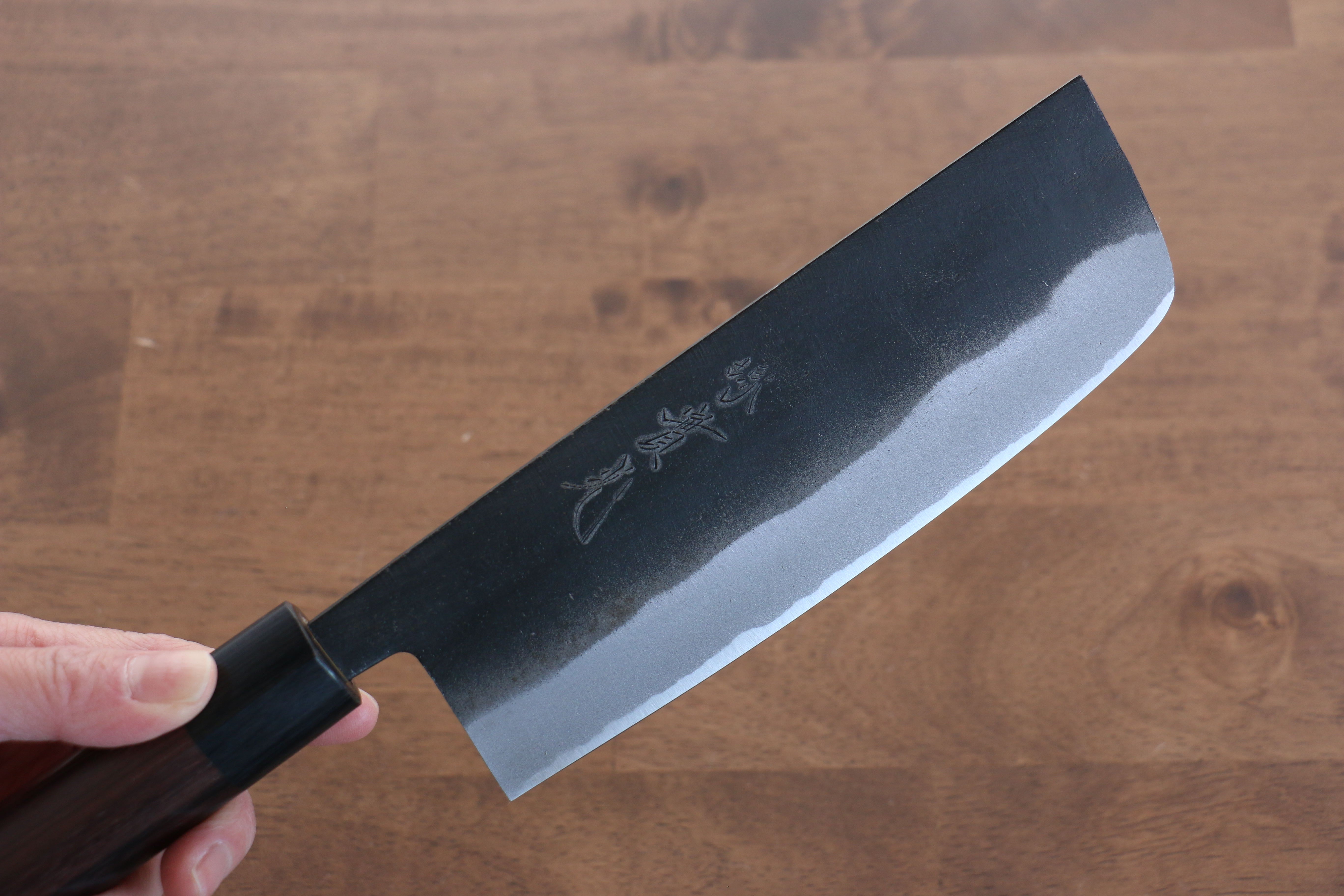 Jikko White Steel No.2 Black Finished Nakiri 165mm Shitan Handle - Japanny - Best Japanese Knife