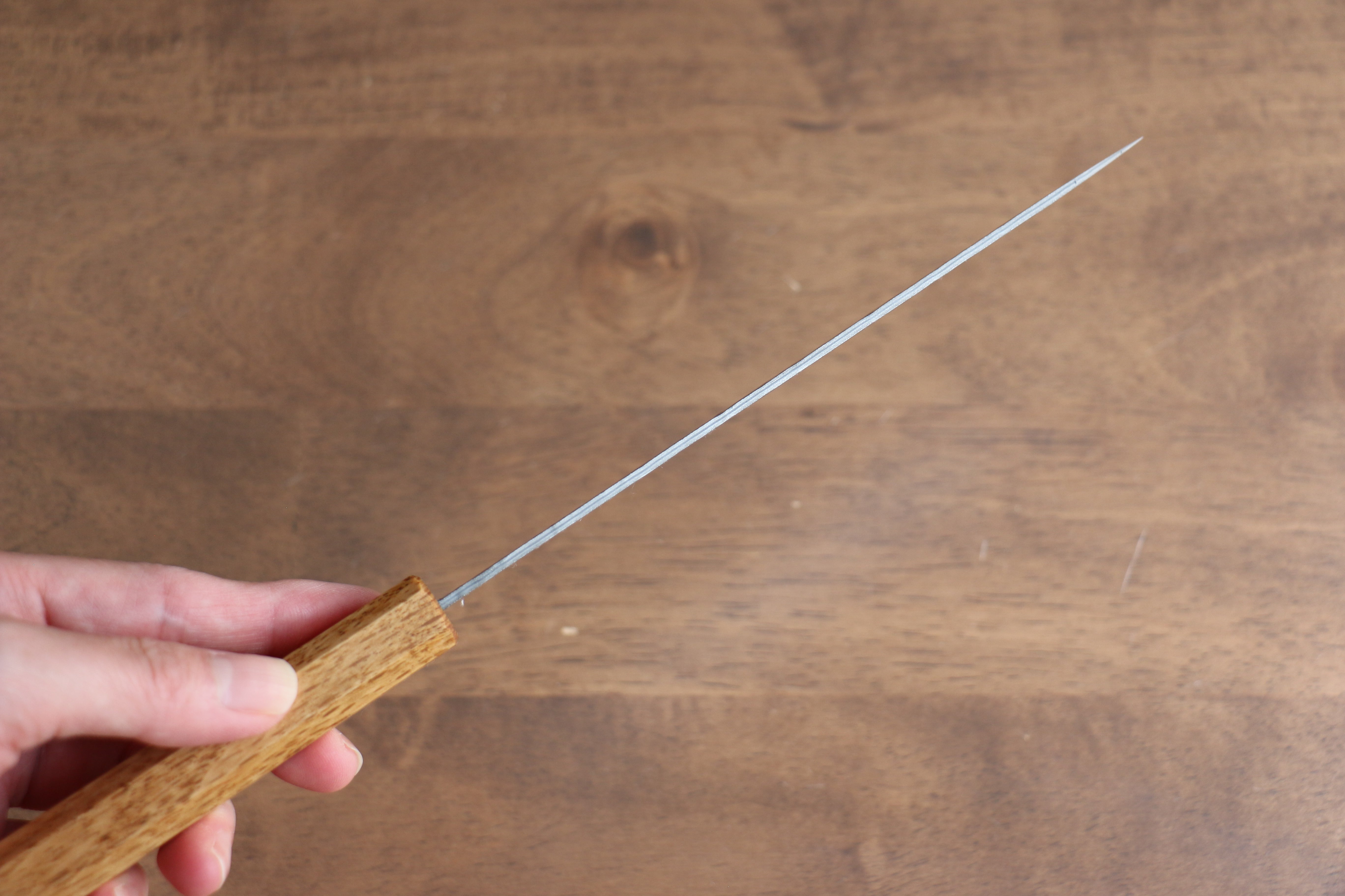 Seisuke Tsukikage AUS10 Migaki Finished Hammered Damascus Petty-Utility 150mm Oak Handle - Japanny - Best Japanese Knife