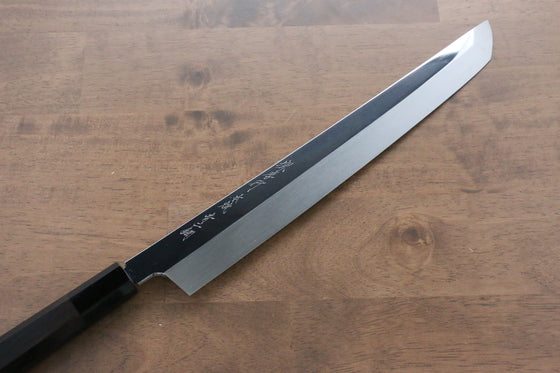 Sakai Takayuki Genbu Blue Steel No.2 Honyaki Mirrored Finish Sakimaru Yanagiba 300mm Ebony Wood Handle with Sheath - Japanny - Best Japanese Knife