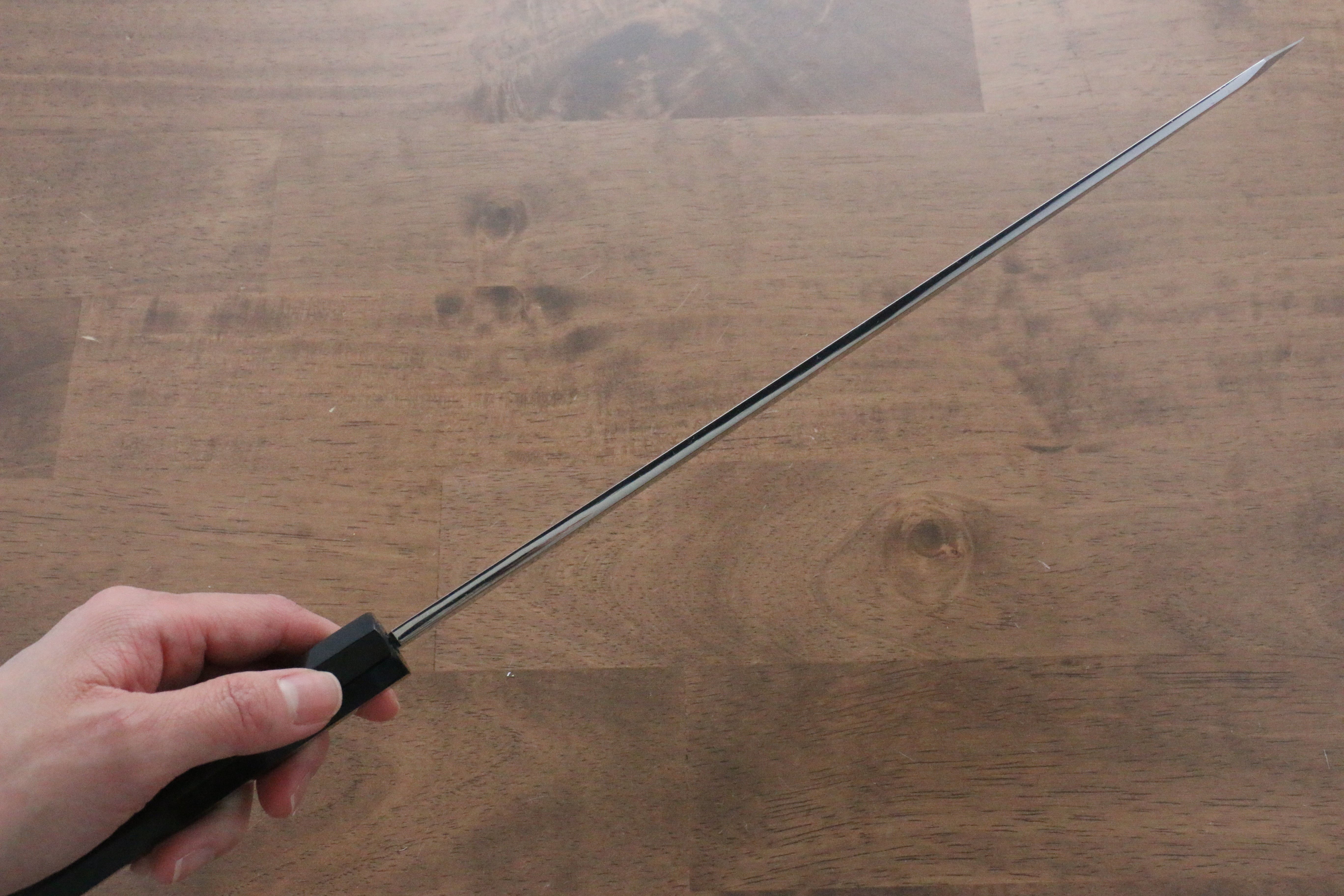 Sakai Takayuki Hien Blue Steel No.2 Honyaki Mirrored Finish Kiritsuke Yanagiba 300mm Ebony Wood Handle with Sheath - Japanny - Best Japanese Knife