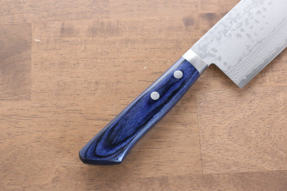 Kunihira Sairyu VG10 Damascus Nakiri 165mm Blue Pakka wood Handle - Japanny - Best Japanese Knife