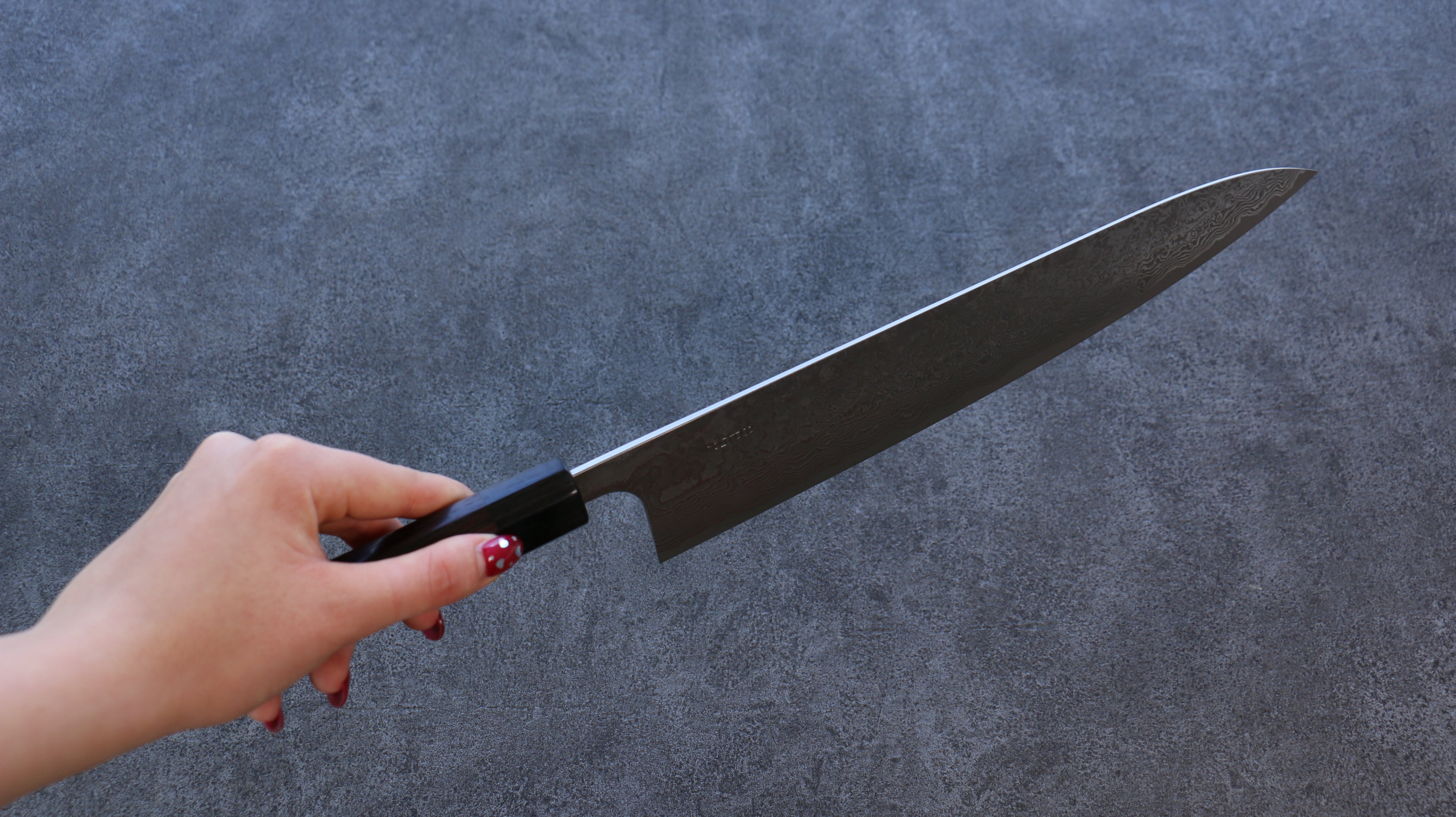 Nao Yamamoto SG2 Black Damascus Gyuto 270mm Shitan Handle - Japanny - Best Japanese Knife