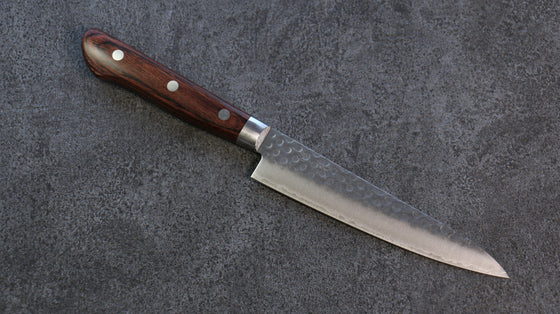 Seisuke Swedish Steel-stn Hammered Petty-Utility 150mm Mahogany Handle - Japanny - Best Japanese Knife