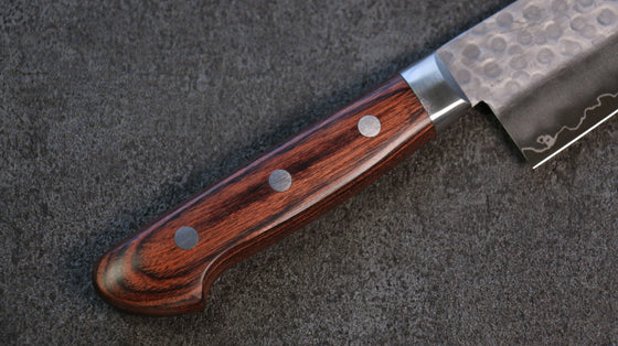 Seisuke Swedish Steel-stn Hammered Santoku 165mm Mahogany Handle - Japanny - Best Japanese Knife