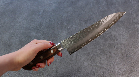 Seisuke Swedish Steel-stn Hammered Gyuto 180mm Mahogany Handle - Japanny - Best Japanese Knife