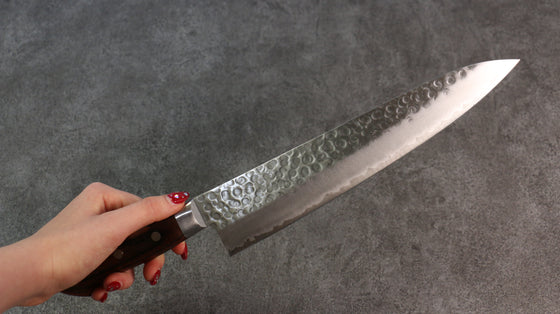 Seisuke Swedish Steel-stn Hammered Gyuto 240mm Mahogany Handle - Japanny - Best Japanese Knife