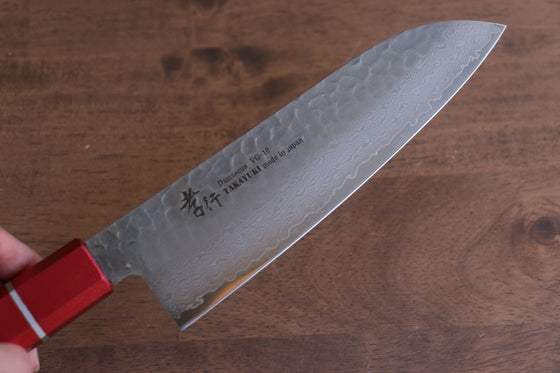 Sakai Takayuki VG10 33 Layer Damascus Santoku 170mm Live oak Lacquered (Kouseki) Handle - Japanny - Best Japanese Knife