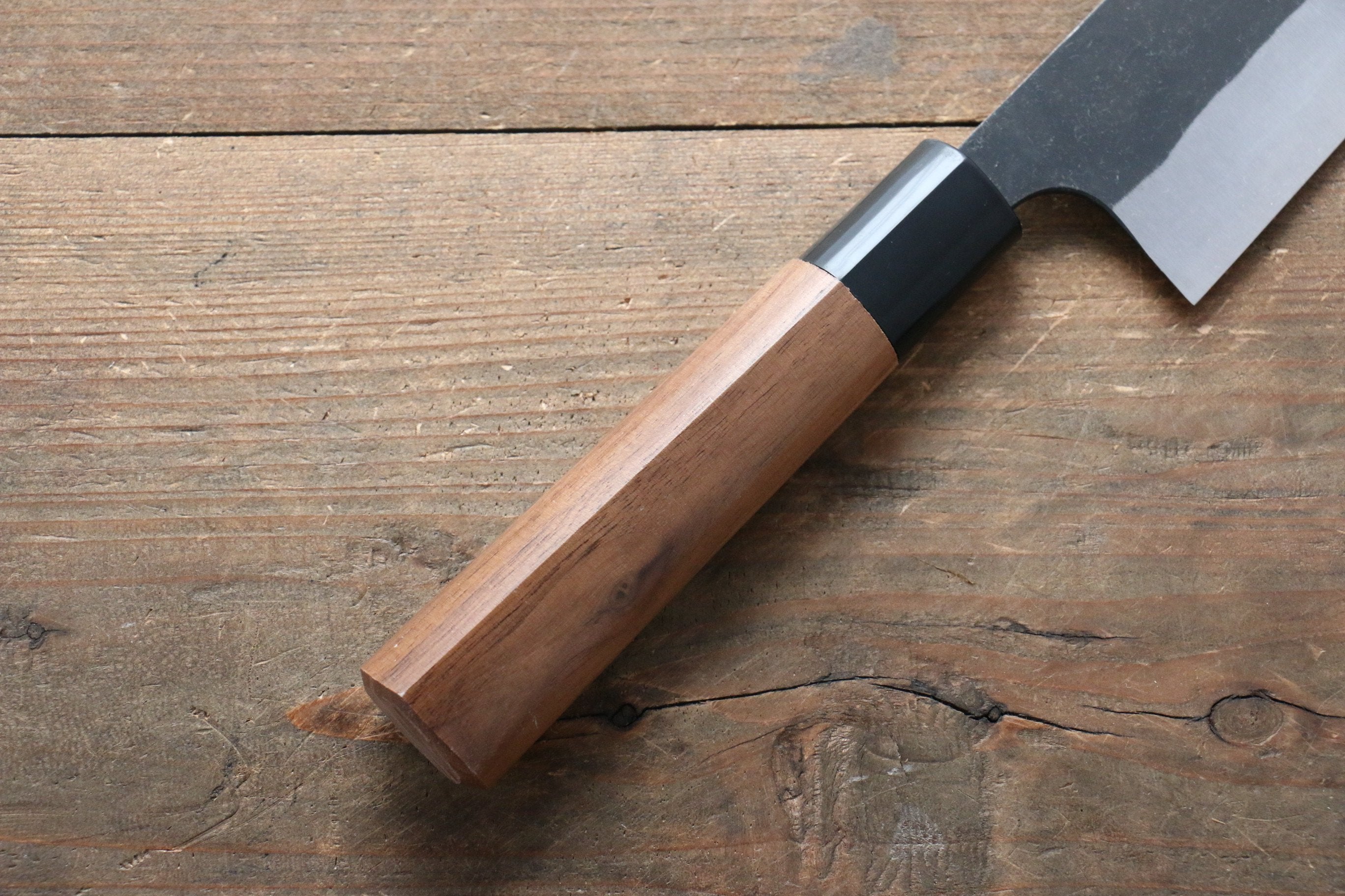 Shungo Ogata White Steel No.2 Black Finished Santoku 165mm Walnut Handle - Japanny - Best Japanese Knife