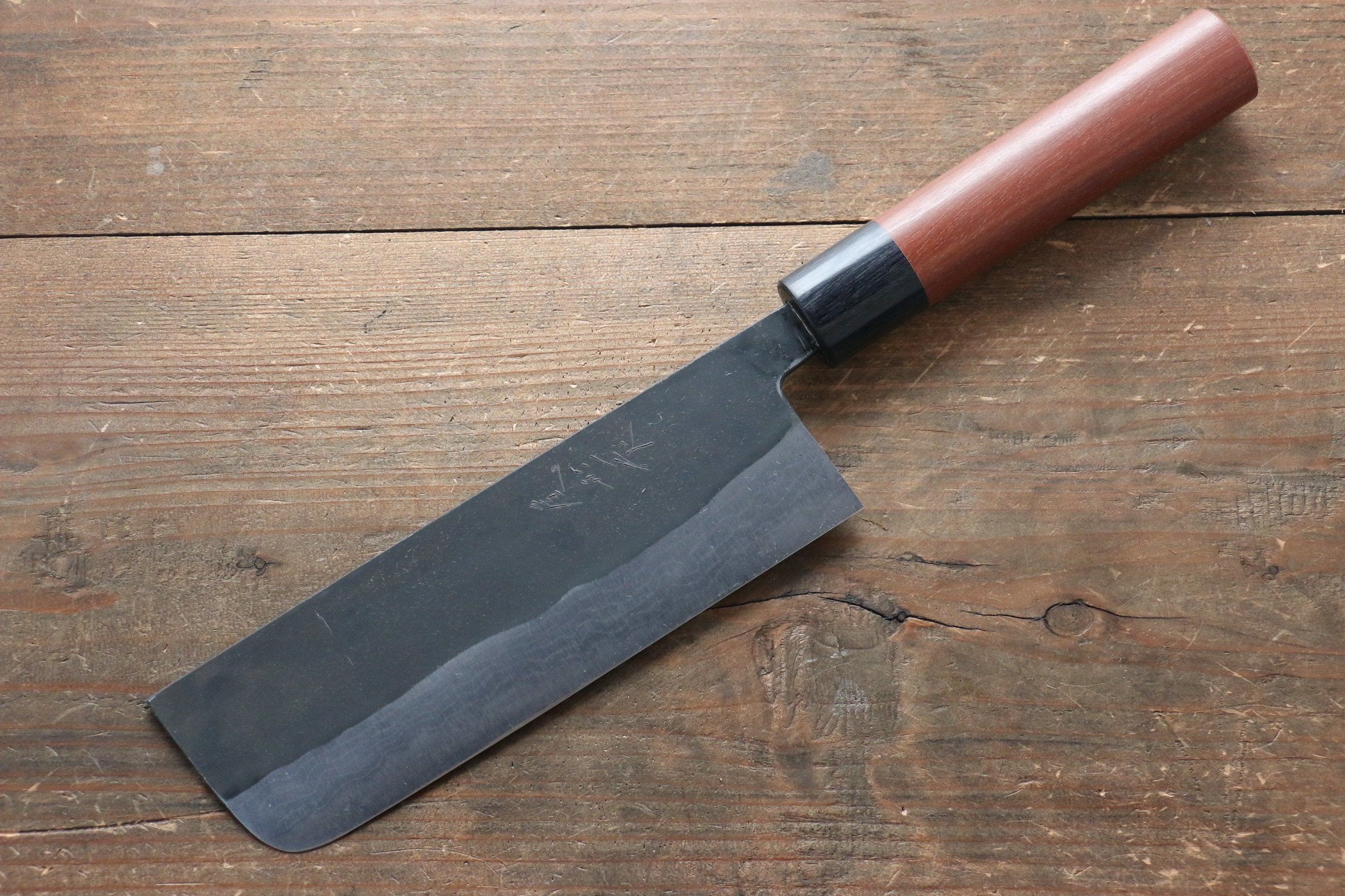 Shungo Ogata White Steel No.2 Kurouchi Damascus Nakiri 165mm Jarrah Handle - Japanny - Best Japanese Knife