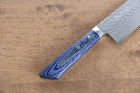 Kunihira VG1 Hammered Santoku 170mm Blue Pakka wood Handle - Japanny - Best Japanese Knife