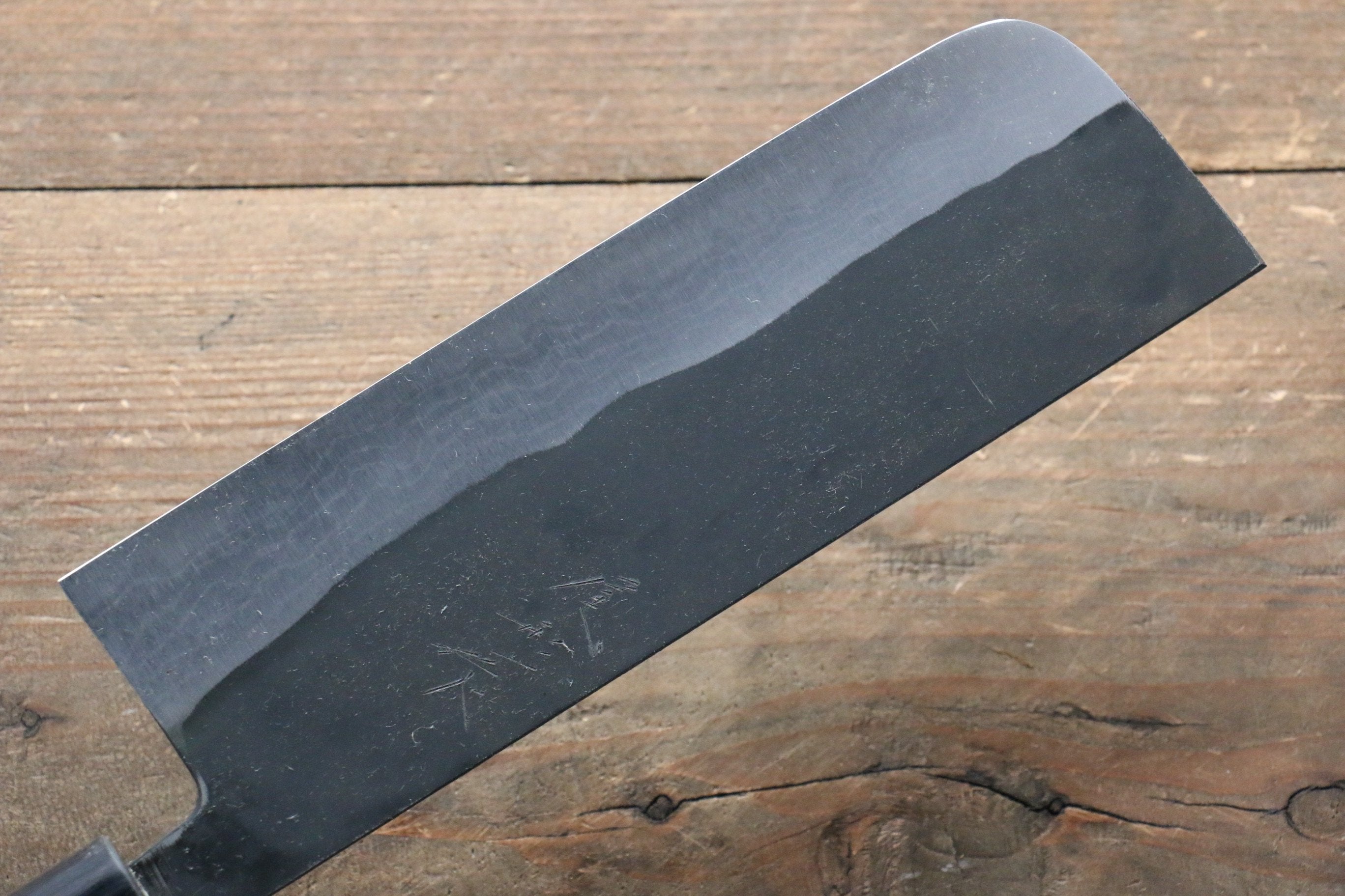 Shungo Ogata White Steel No.2 Kurouchi Damascus Nakiri 165mm Jarrah Handle - Japanny - Best Japanese Knife