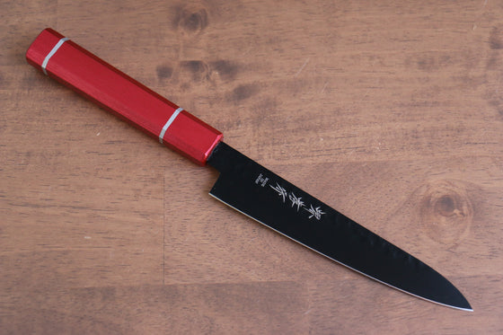 Sakai Takayuki Kurokage VG10 Hammered Teflon Coating Petty-Utility 150mm Live oak Lacquered (Kouseki) Handle - Japanny - Best Japanese Knife