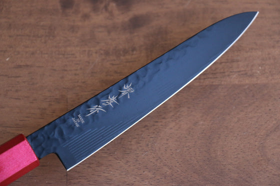 Sakai Takayuki Kurokage VG10 Hammered Teflon Coating Petty-Utility 150mm Live oak Lacquered (Kouseki) Handle - Japanny - Best Japanese Knife