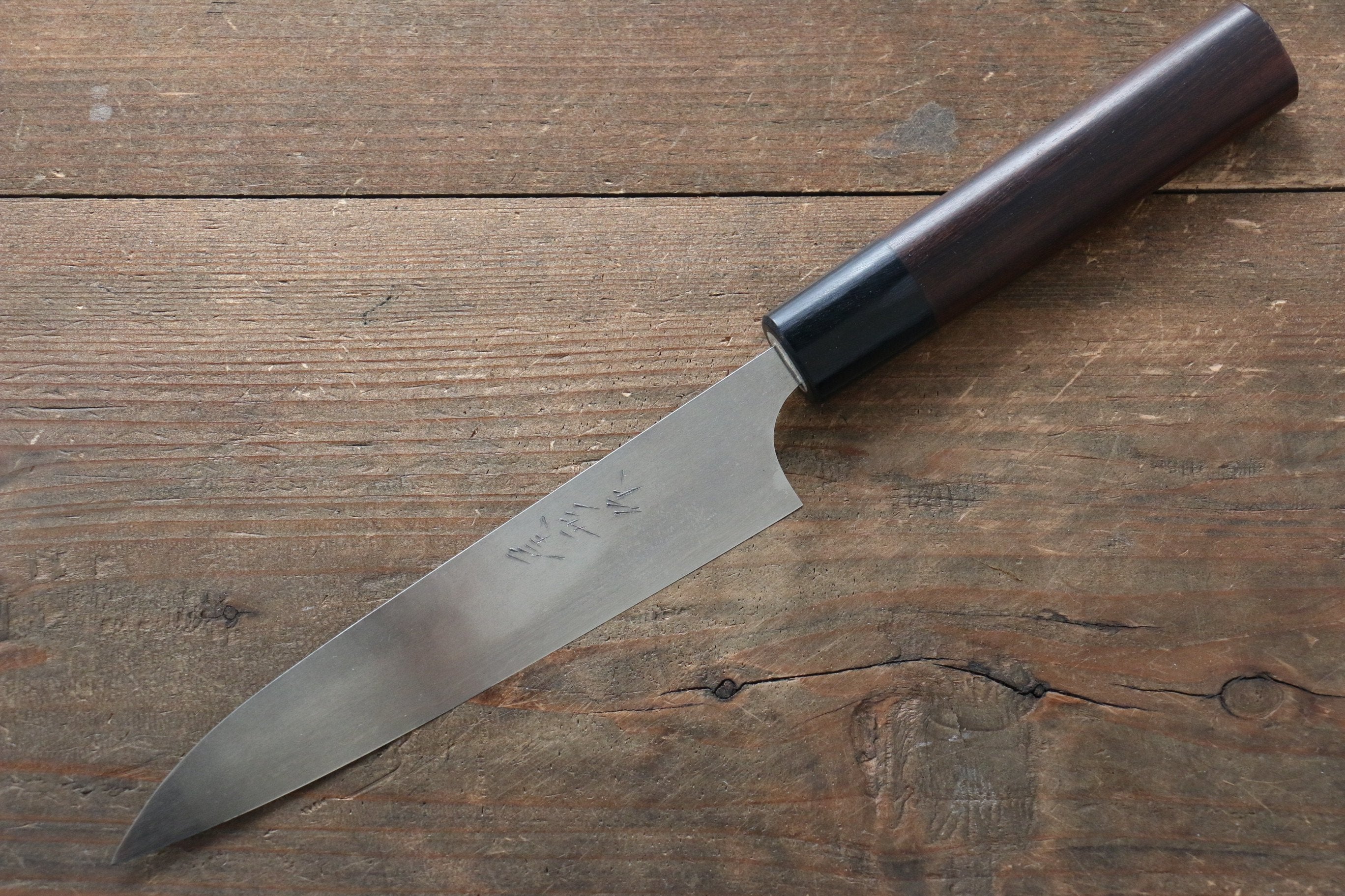 Shungo Ogata Silver Steel No.3 Damascus Petty-Utility 150mm Shitan Handle - Japanny - Best Japanese Knife