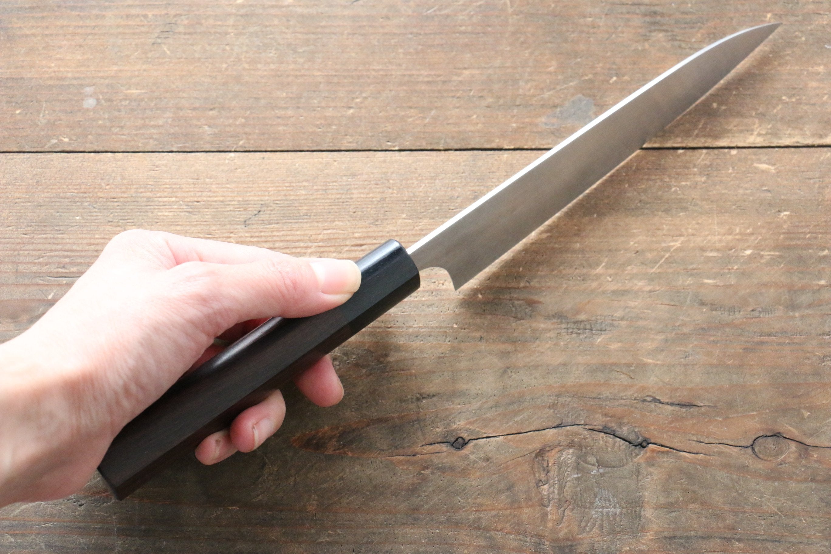 Shungo Ogata Silver Steel No.3 Damascus Petty-Utility 150mm Shitan Handle - Japanny - Best Japanese Knife