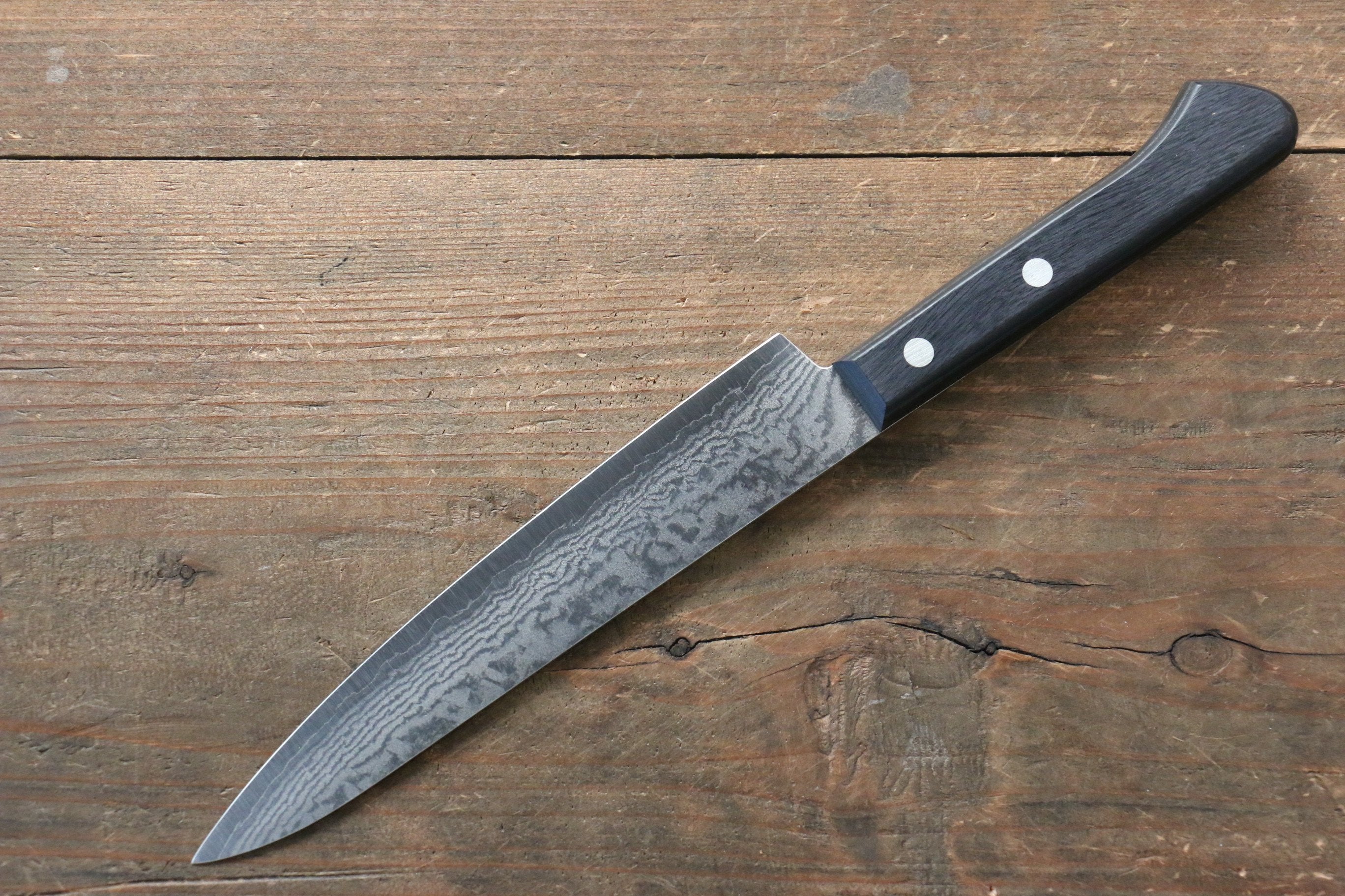 Shungo Ogata VG5 Damascus Petty-Utility 150mm Black Pakka wood Handle - Japanny - Best Japanese Knife