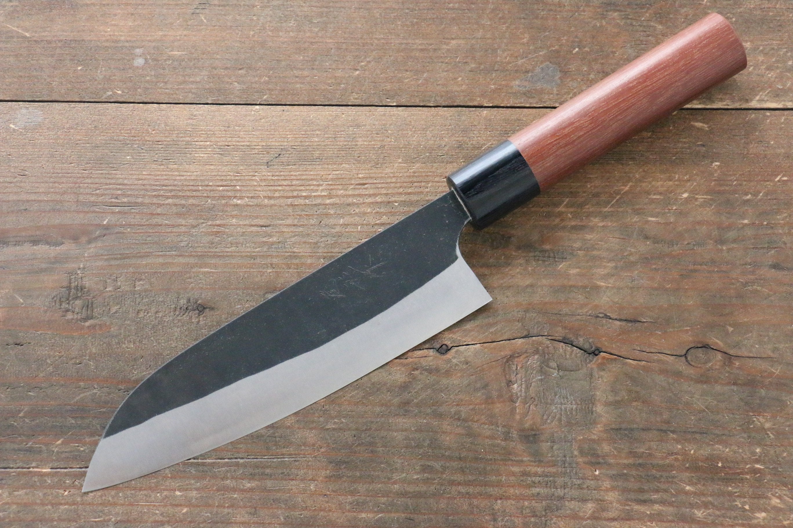 Shungo Ogata White Steel No.2 Kurouchi Damascus Santoku 165mm Jarrah Handle - Japanny - Best Japanese Knife
