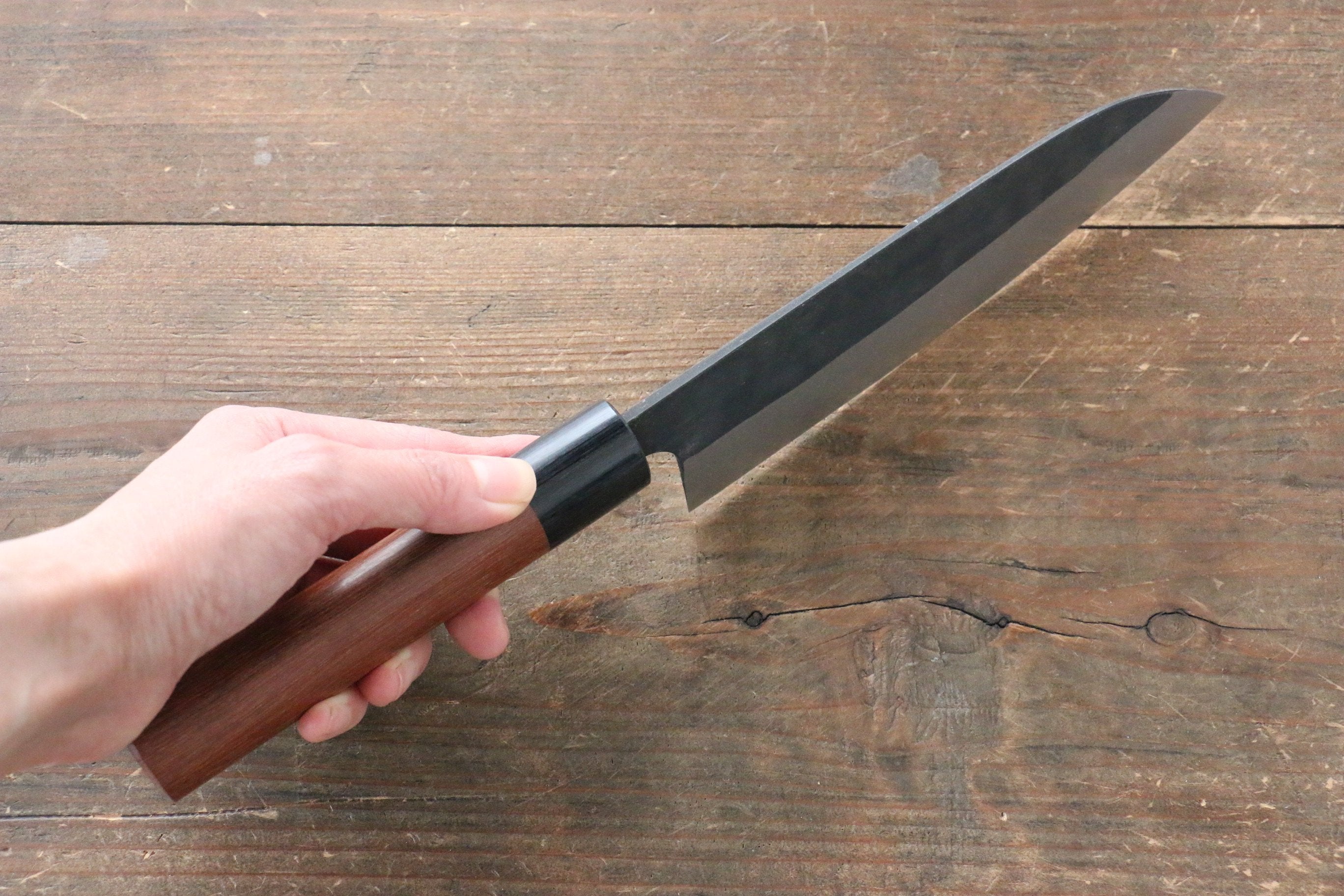 Shungo Ogata White Steel No.2 Kurouchi Damascus Santoku 165mm Jarrah Handle - Japanny - Best Japanese Knife