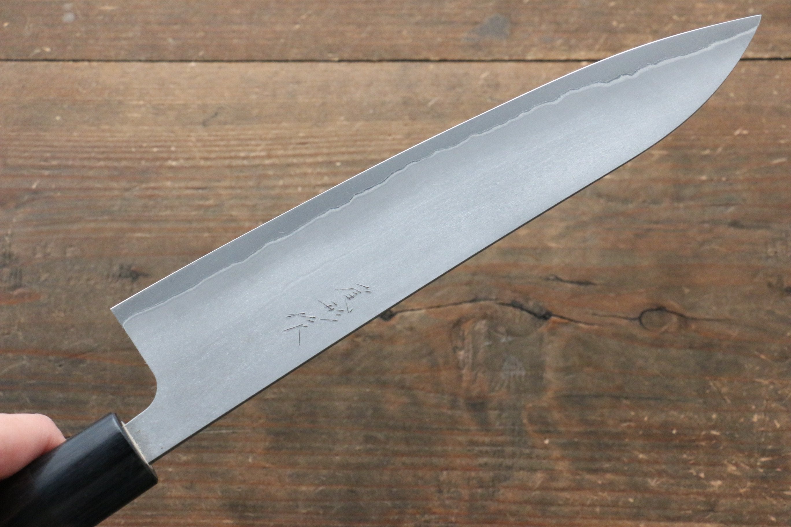 Shungo Ogata Silver Steel No.3 Damascus Black Finished Gyuto 210mm Shitan Handle - Japanny - Best Japanese Knife