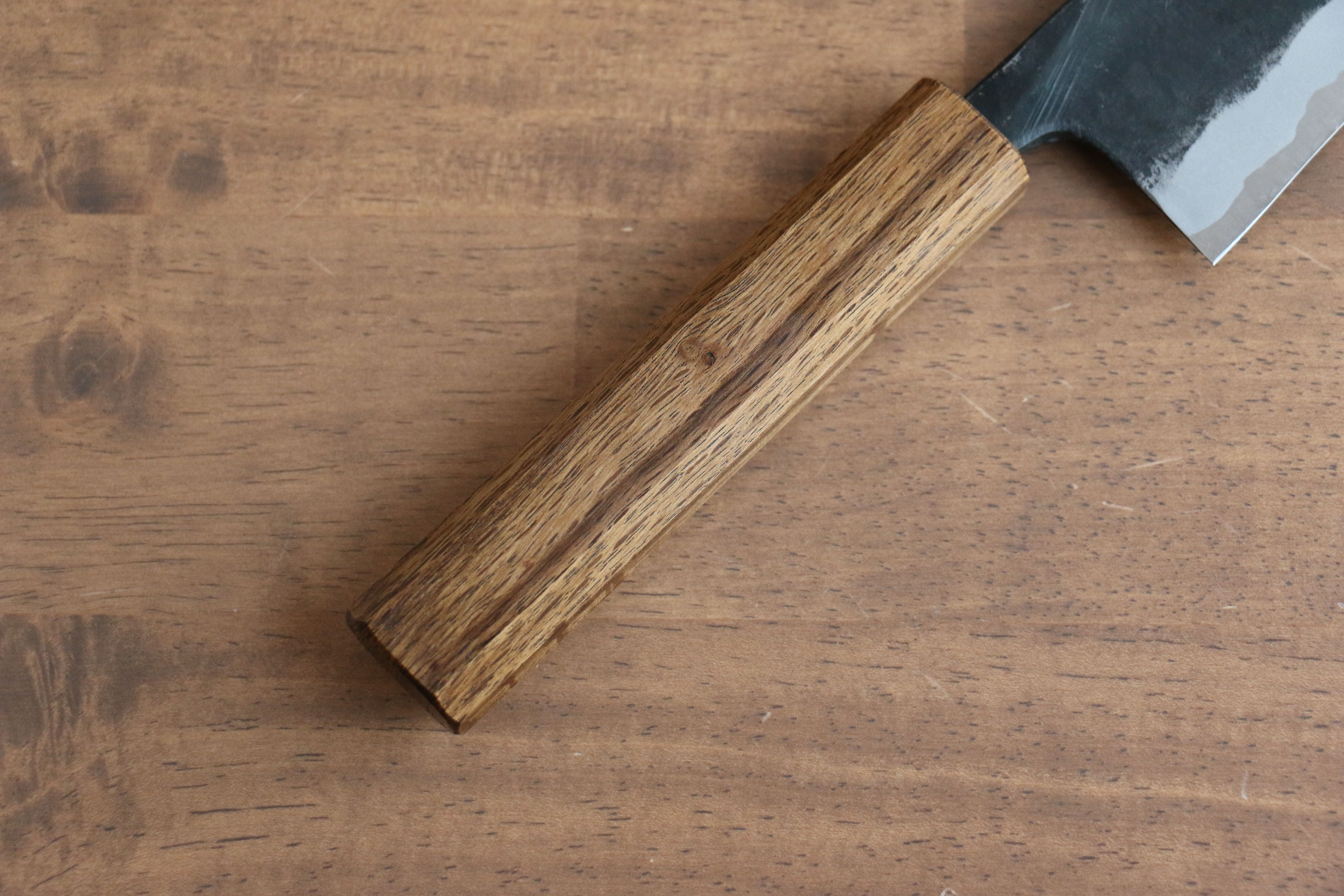 Kyohei Shindo Blue Steel Black Finished Santoku 170mm Live oak Lacquered Handle - Japanny - Best Japanese Knife