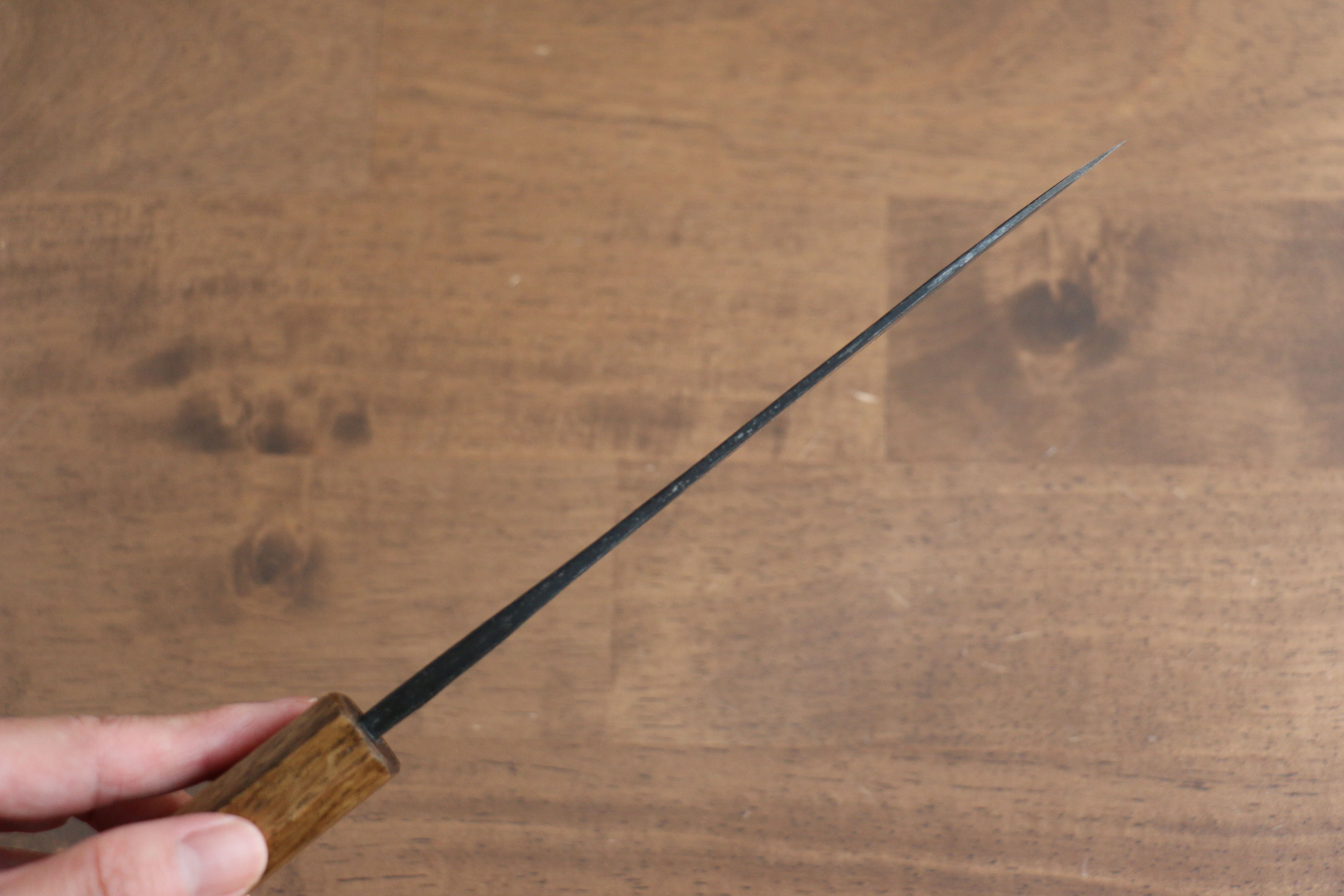 Kyohei Shindo Blue Steel Black Finished Santoku 170mm Live oak Lacquered Handle - Japanny - Best Japanese Knife